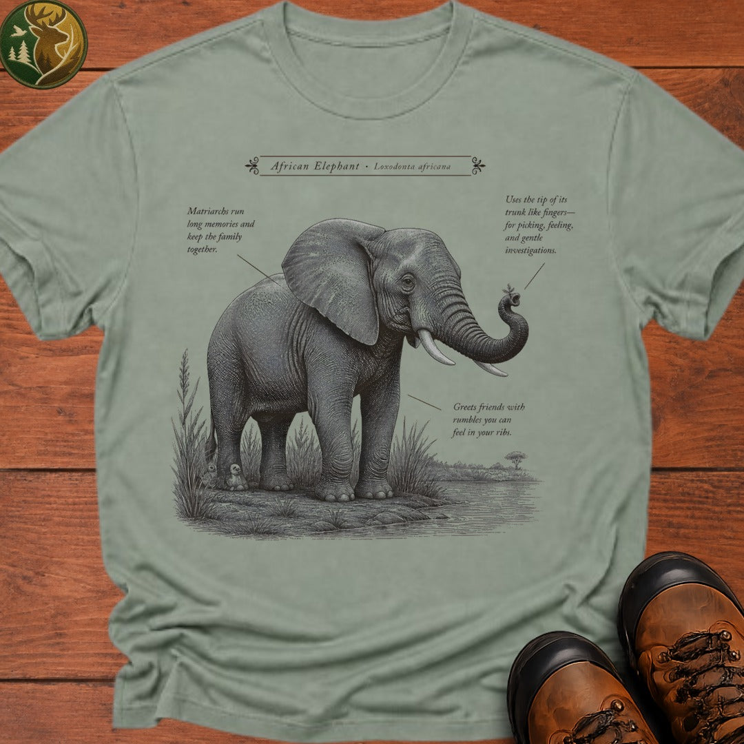 African Elephant Field Guide T Shirt - Bay