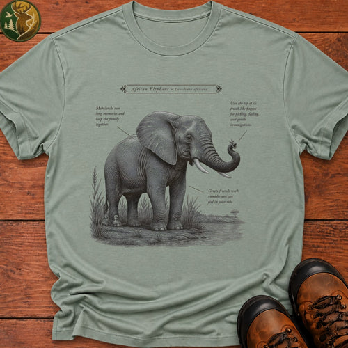 African Elephant Field Guide T Shirt - Bay