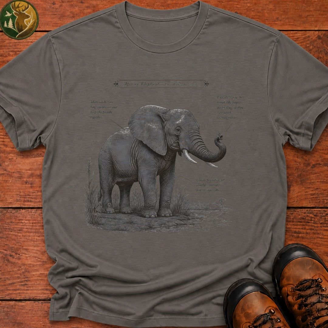 African Elephant Field Guide T Shirt - Grey