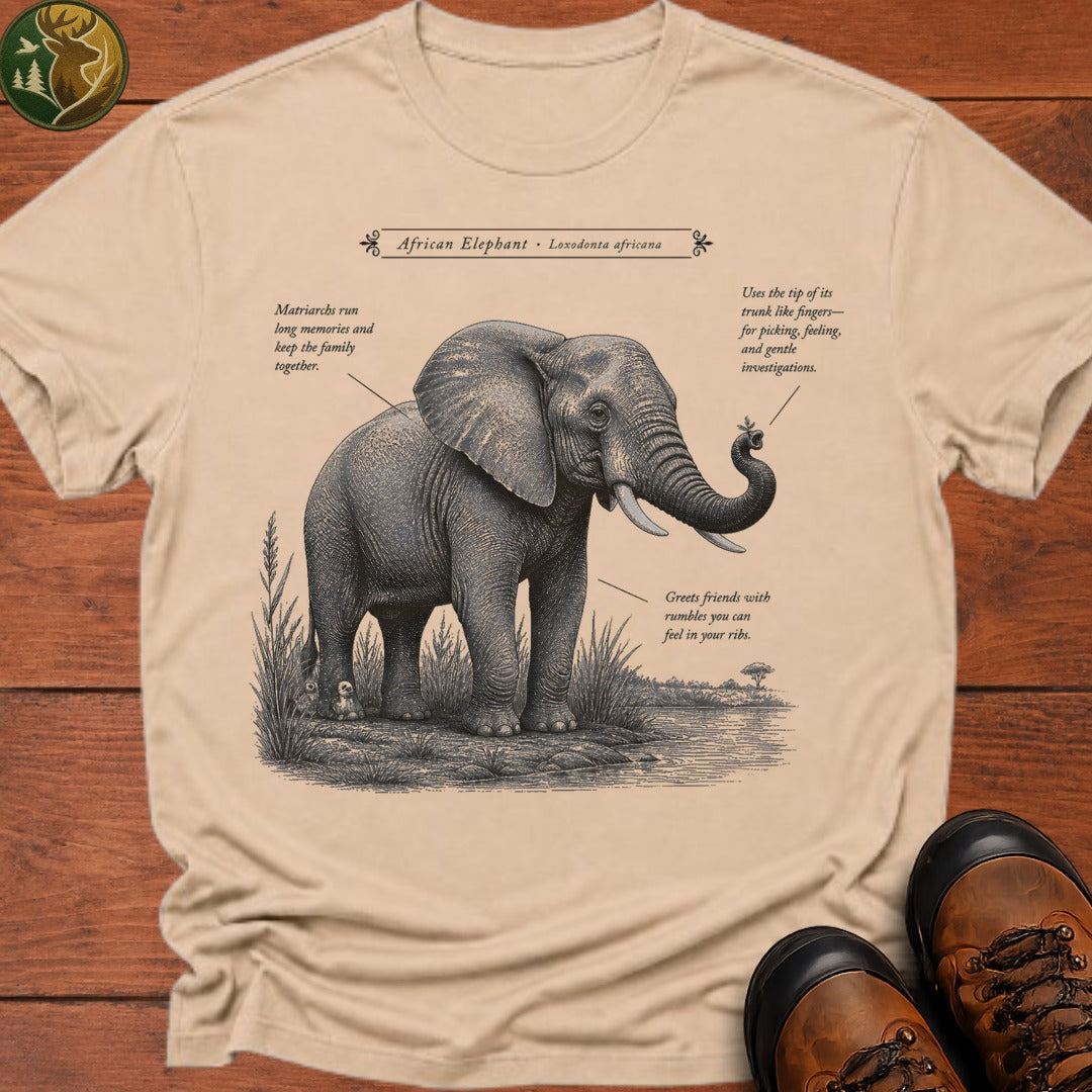 African Elephant Field Guide T Shirt - Ivory