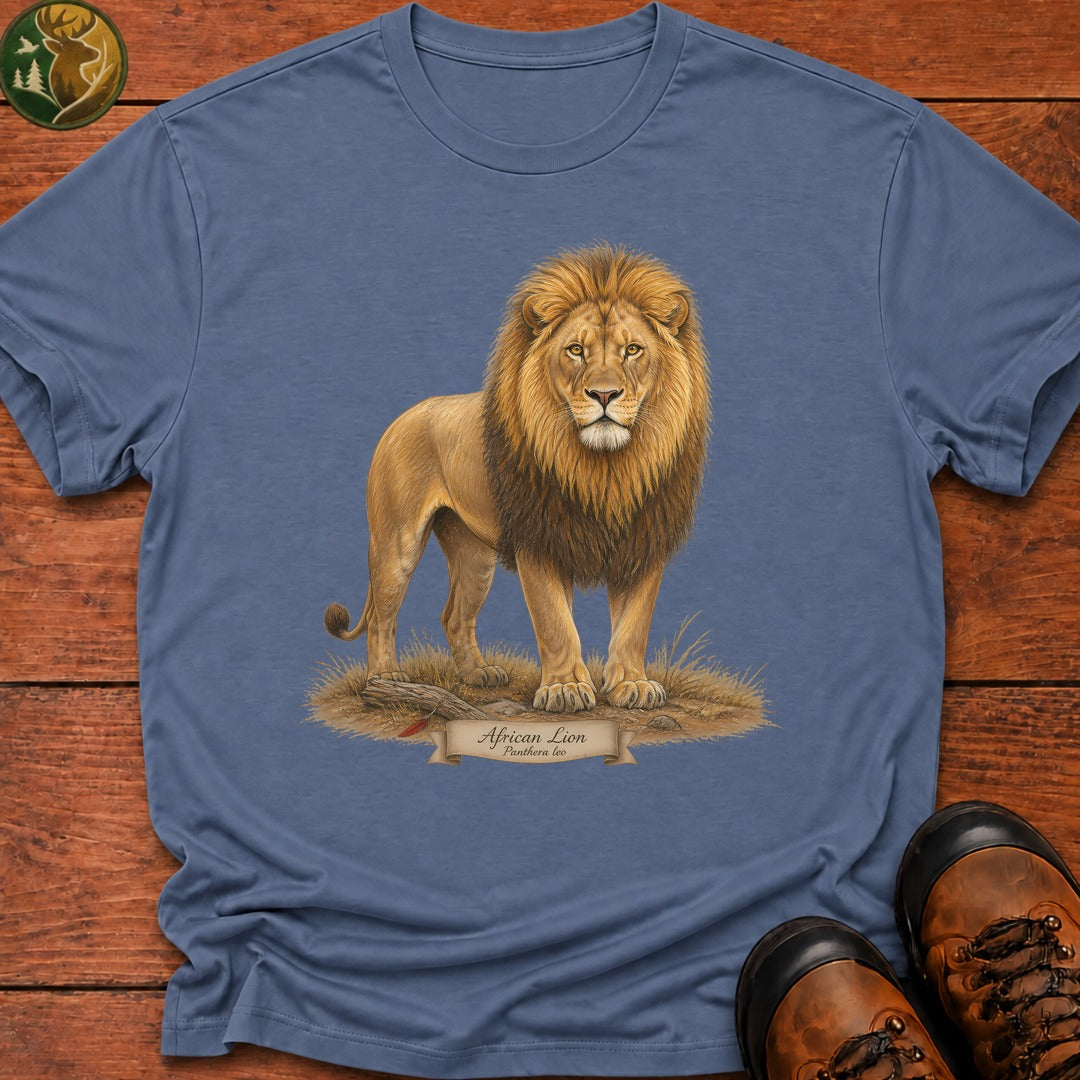 African Lion T Shirt - Blue Jean