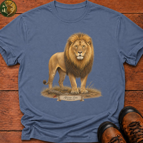 African Lion T Shirt - Blue Jean