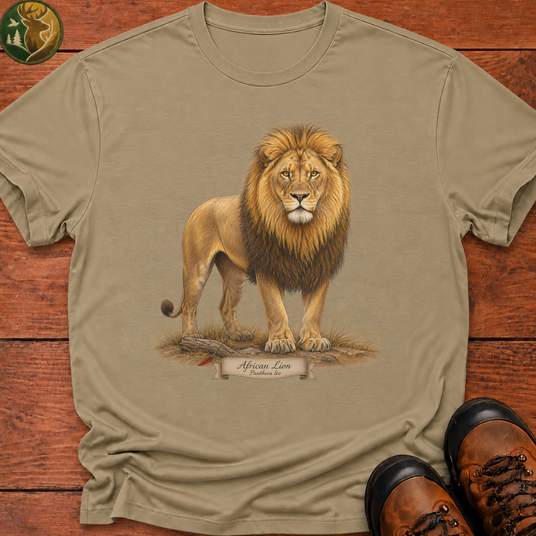 African Lion T Shirt - Khaki