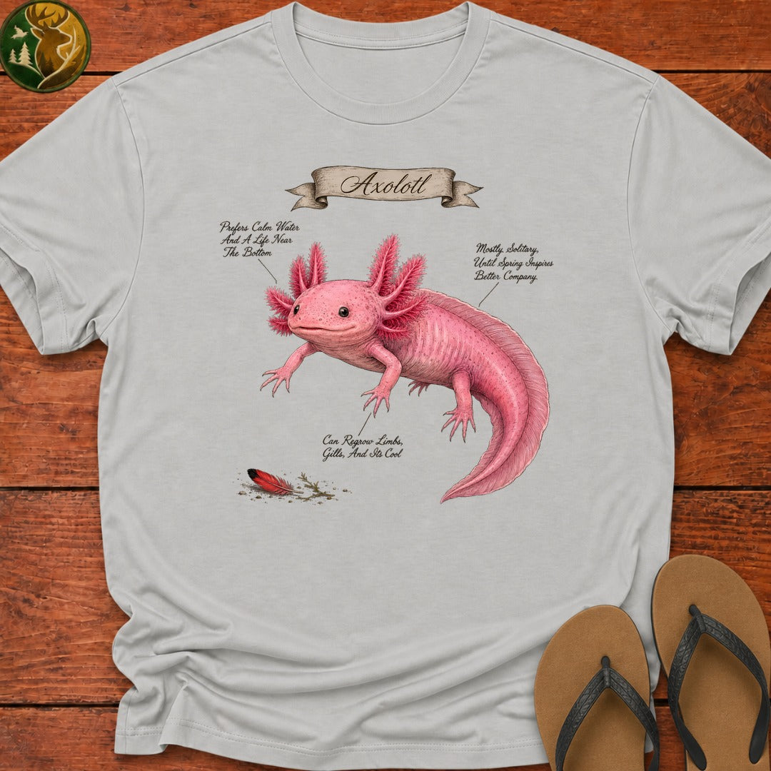 Axolotl Field Guide Kids T-Shirt - Ash
