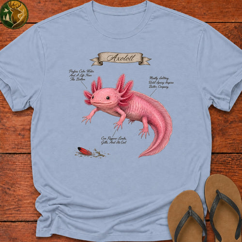 Axolotl Field Guide Kids T-Shirt - Light Blue