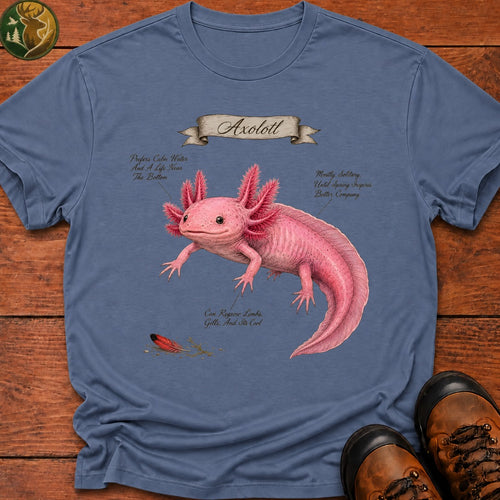 Axolotl Field Guide T Shirt - Blue Jean