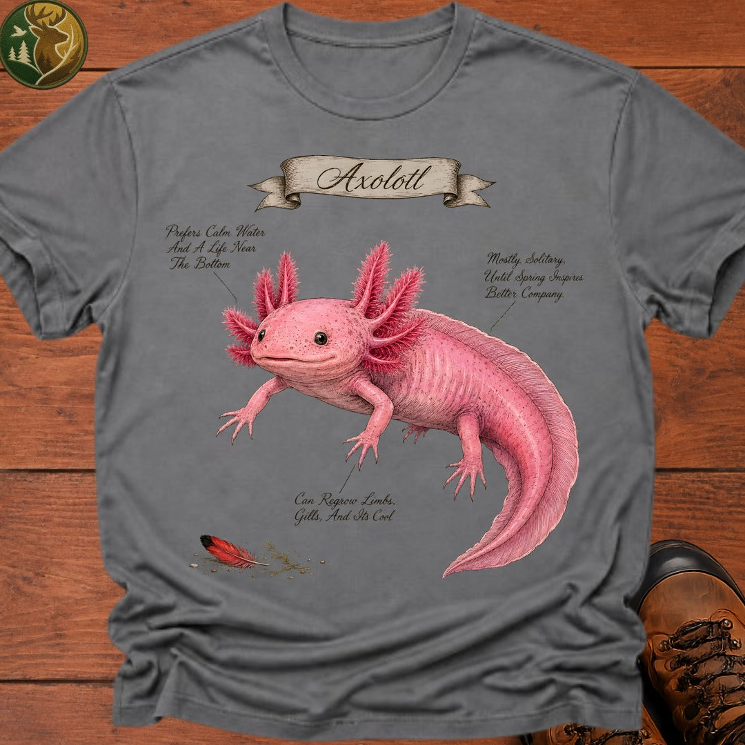 Axolotl Field Guide T Shirt - Grey