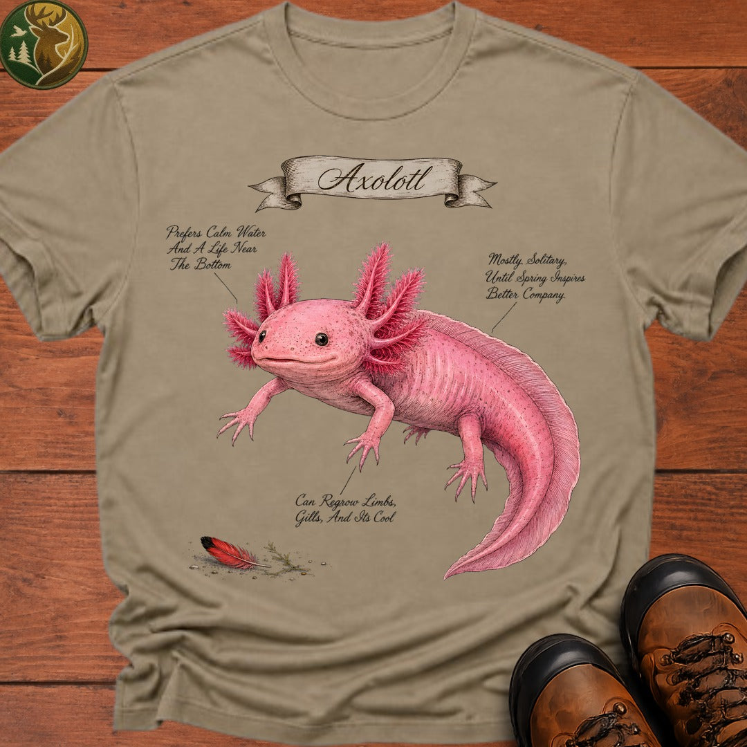 Axolotl Field Guide T Shirt - Khaki