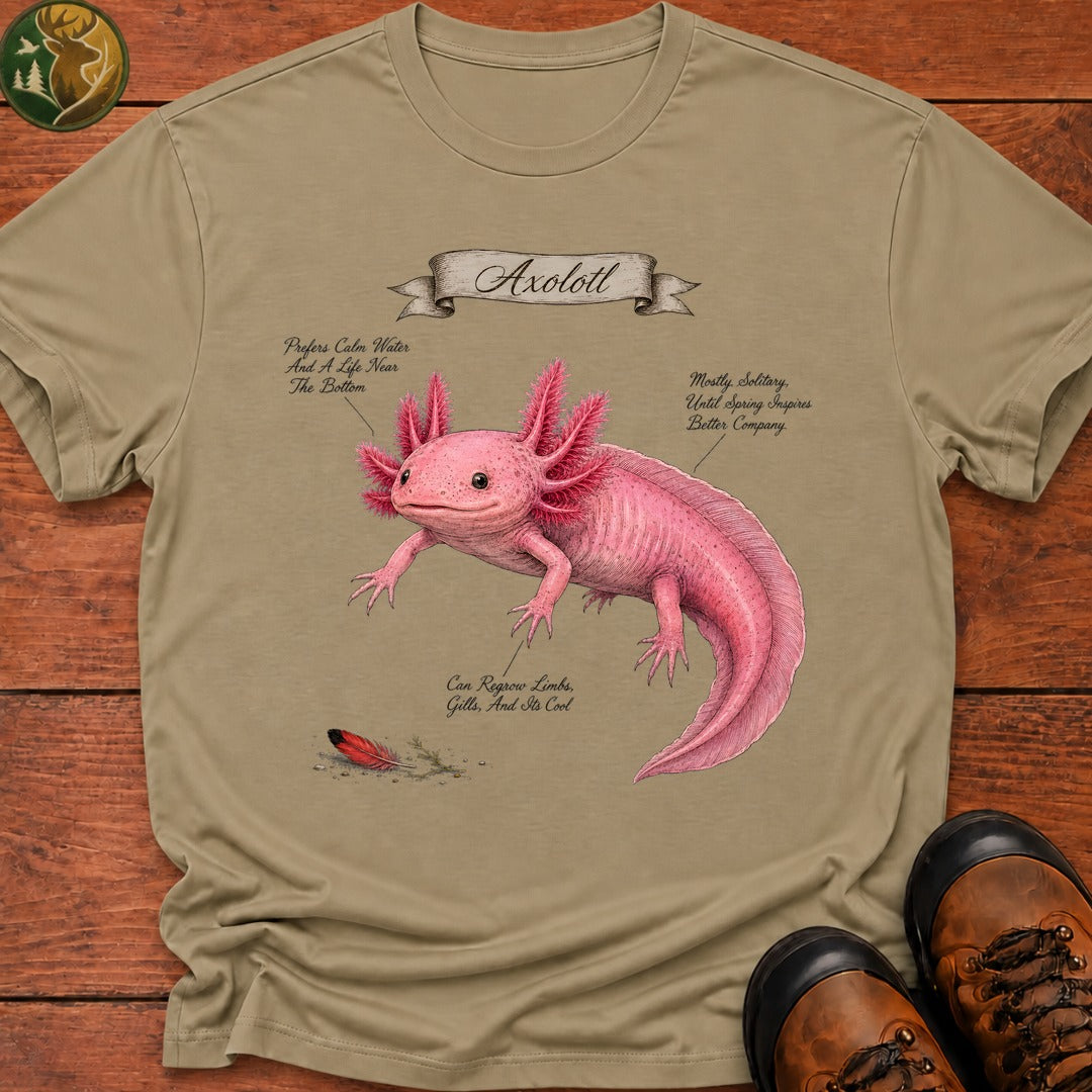 Axolotl Field Guide T Shirt - Khaki