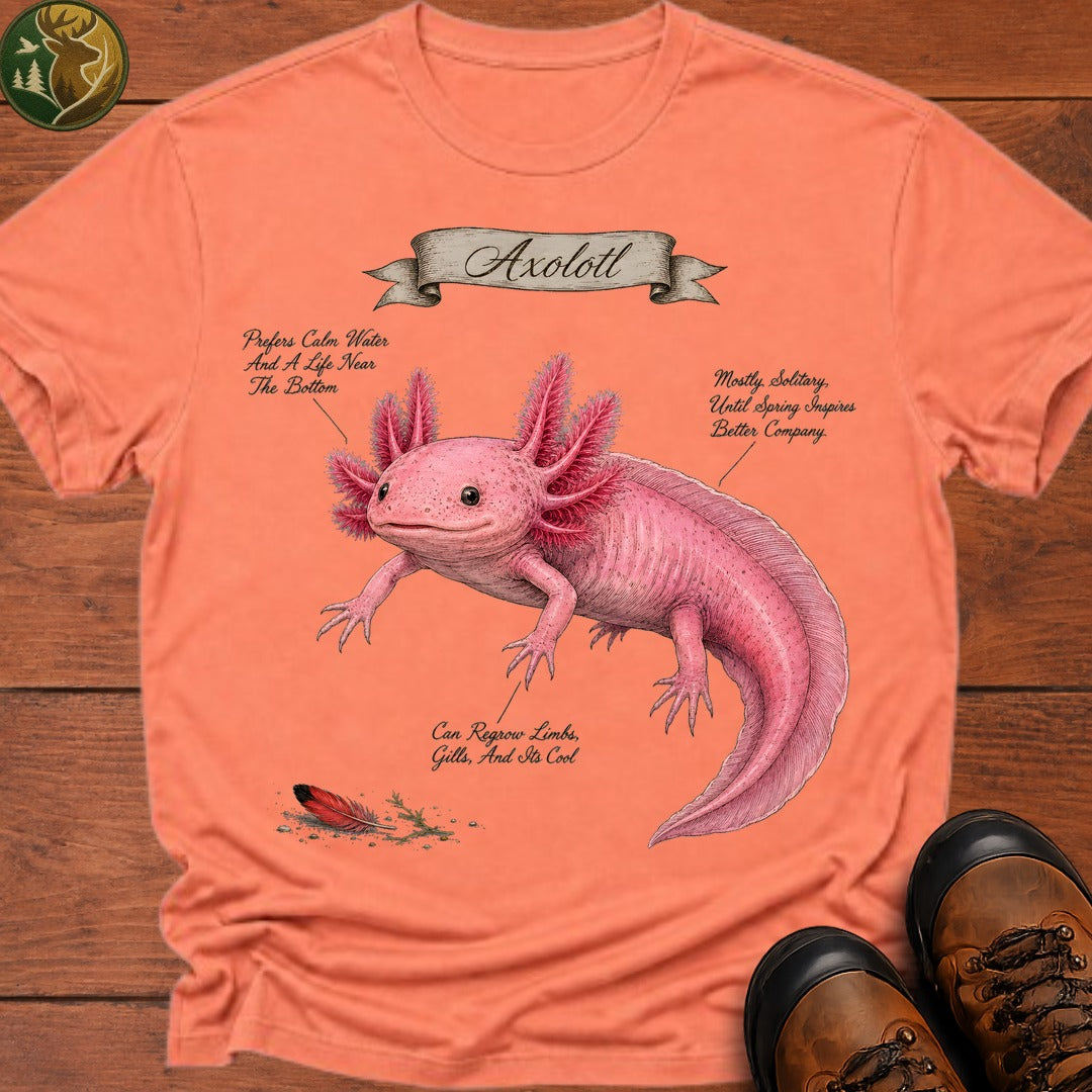 Axolotl Field Guide T Shirt - Melon