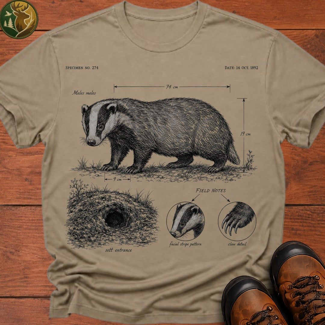 Badger Field Notes T Shirt - Khaki