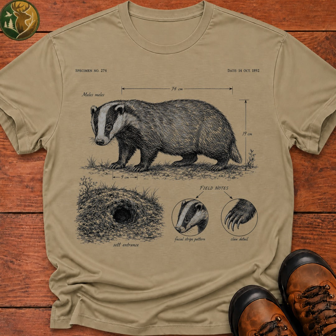 Badger Field Notes T Shirt - Khaki