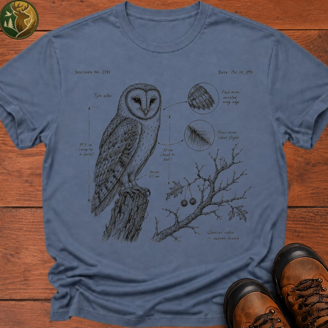 Barn Owl Field Notes T Shirt - Blue Jean