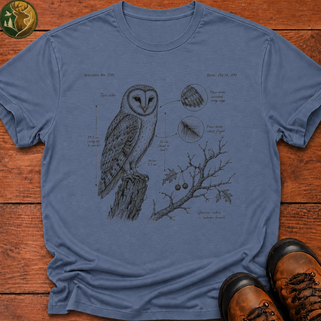 Barn Owl Field Notes T Shirt - Blue Jean