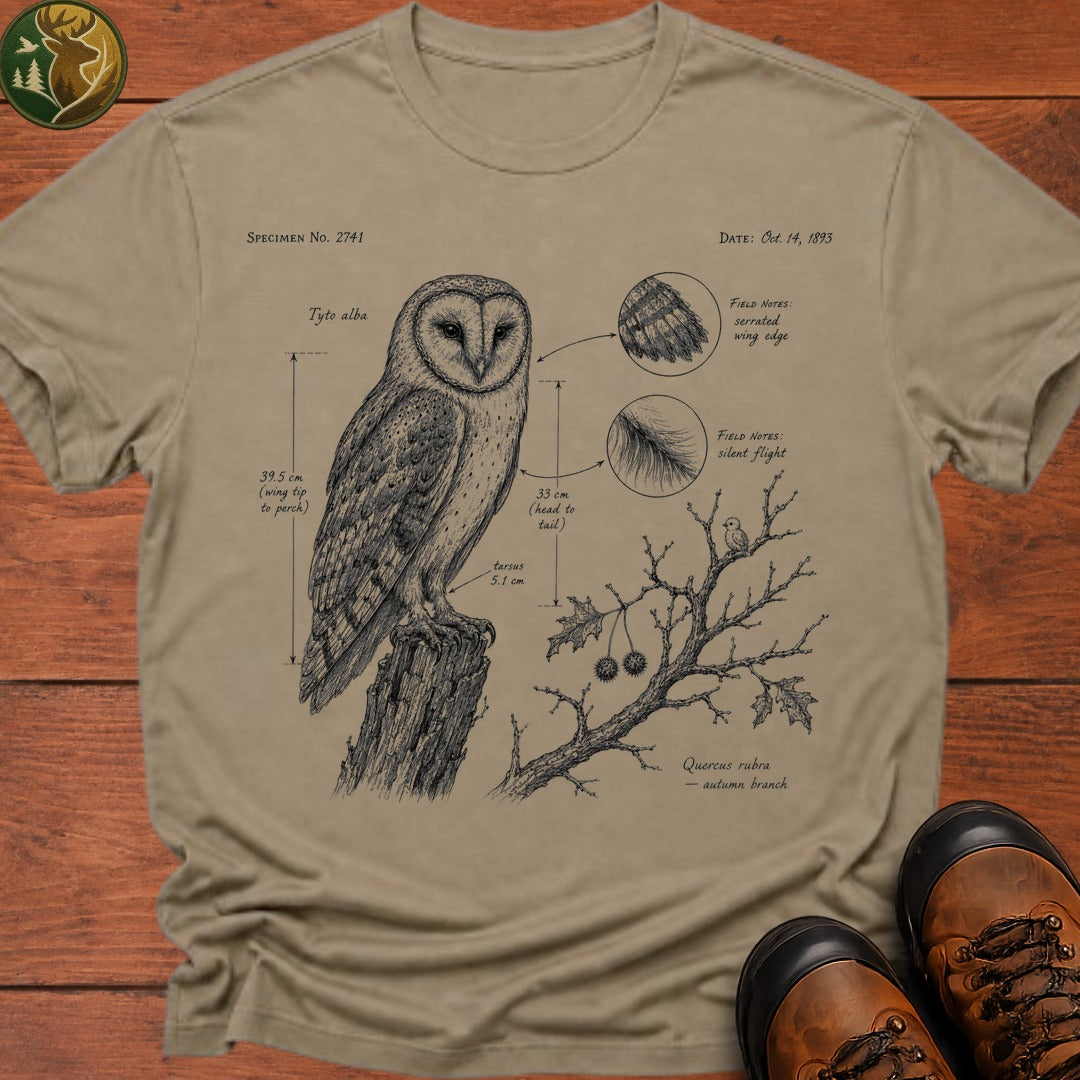 Barn Owl Field Notes T Shirt - Khaki