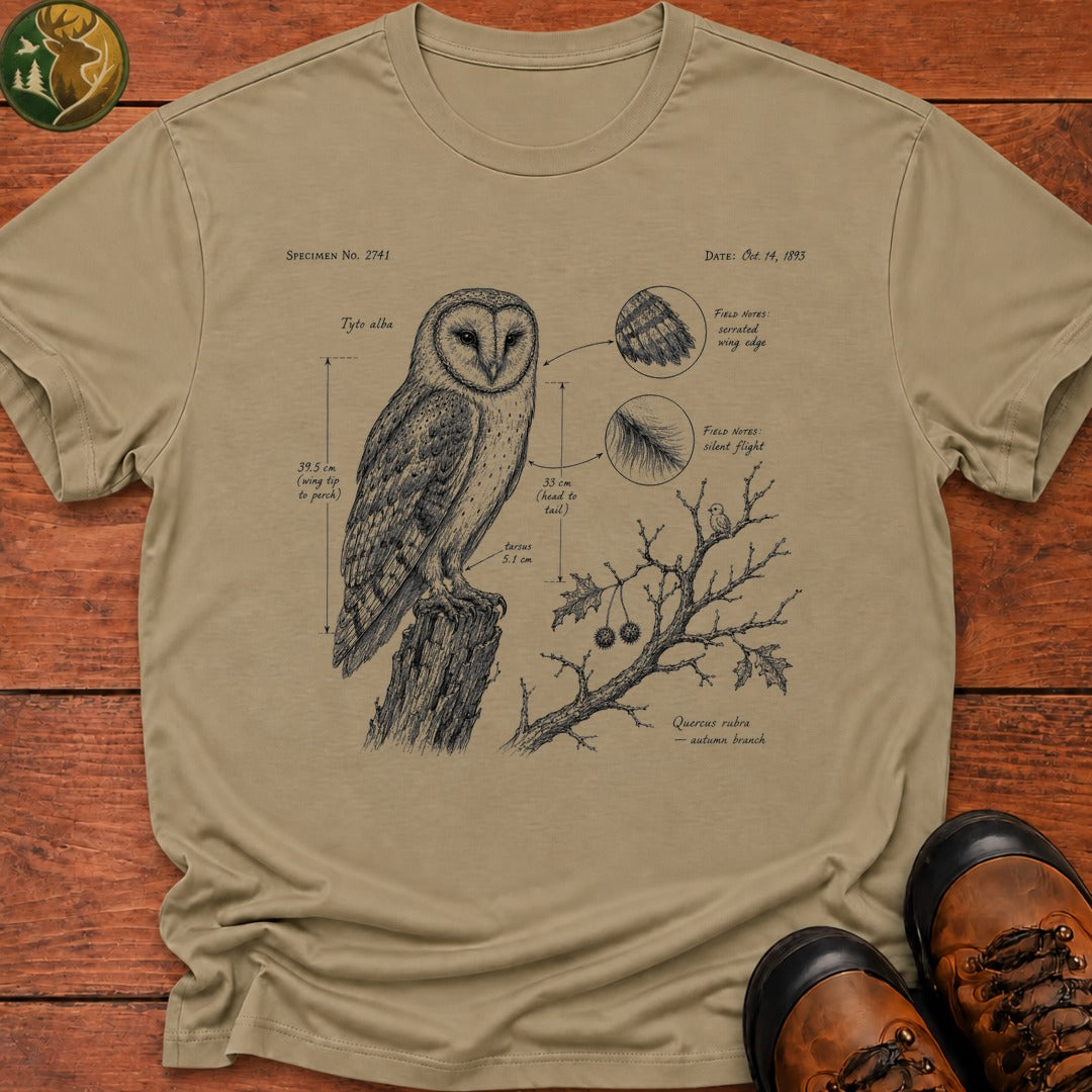 Barn Owl Field Notes T Shirt - Khaki