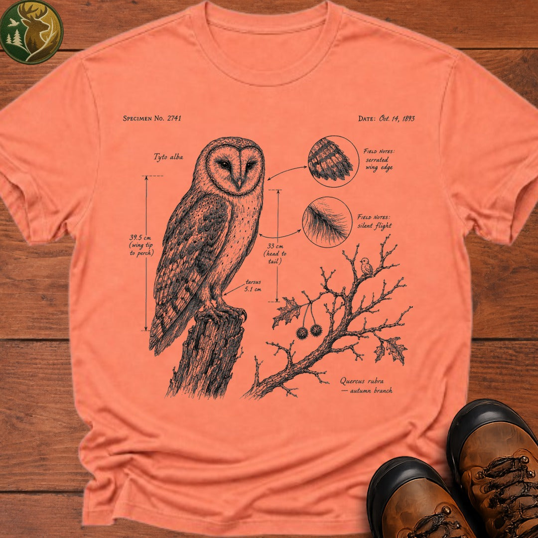 Barn Owl Field Notes T Shirt - Melon