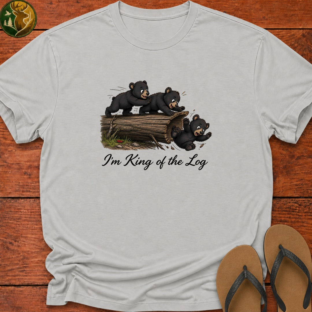 Bear Cub King Of The Log Kids T-Shirt - Ash