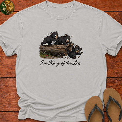 Bear Cub King Of The Log Kids T-Shirt - Ash