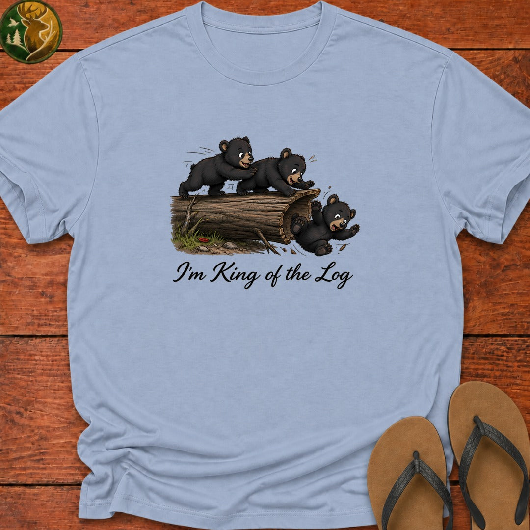 Bear Cub King Of The Log Kids T-Shirt - Light Blue