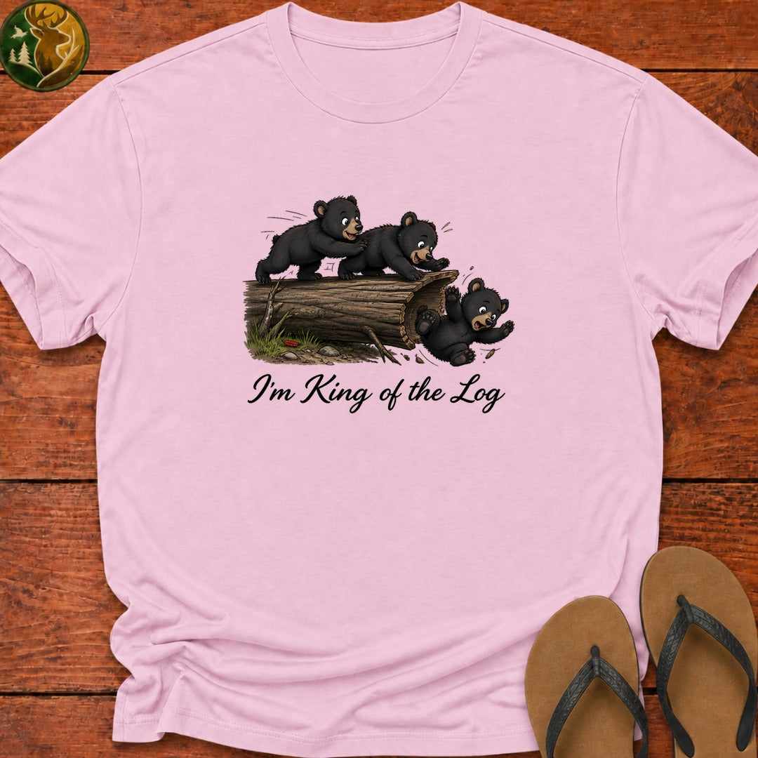 Bear Cub King Of The Log Kids T-Shirt - Light Pink