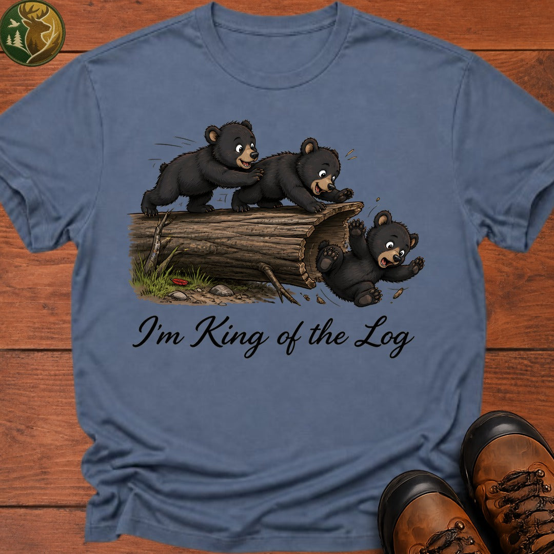 Bear Cub King Of The Log T Shirt - Blue Jean