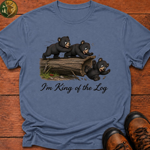 Bear Cub King Of The Log T Shirt - Blue Jean
