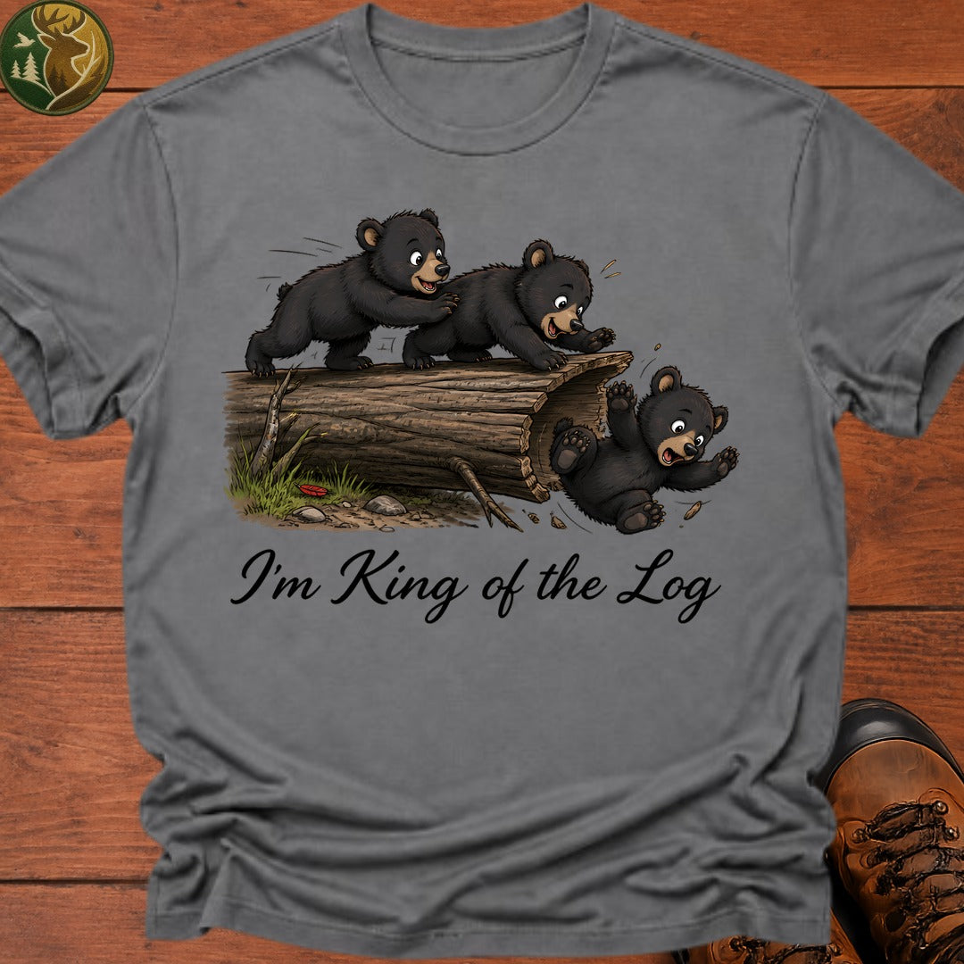Bear Cub King Of The Log T Shirt - Grey