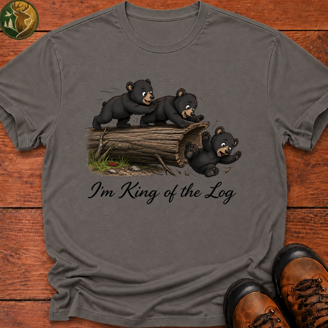 Bear Cub King Of The Log T Shirt - Grey