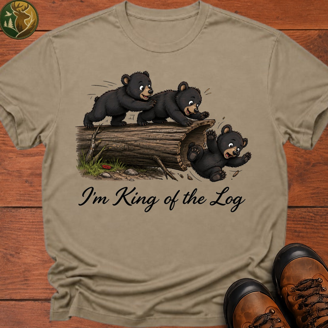 Bear Cub King Of The Log T Shirt - Khaki