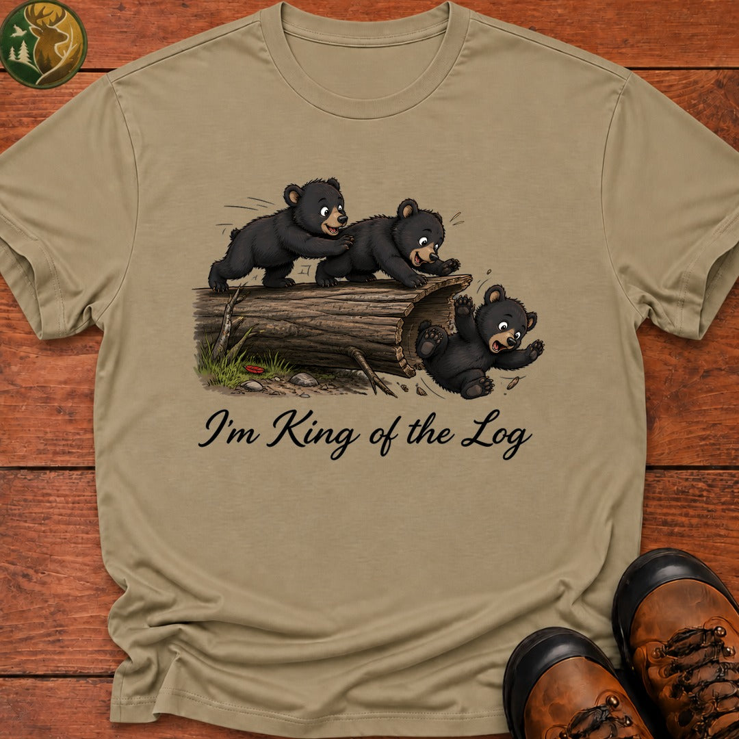Bear Cub King Of The Log T Shirt - Khaki