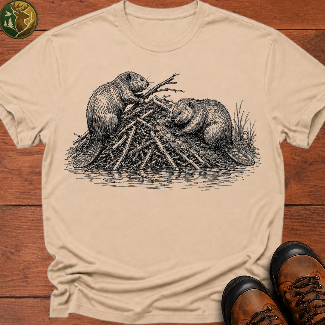 Beavers Building A Lodge T Shirt - Ivory