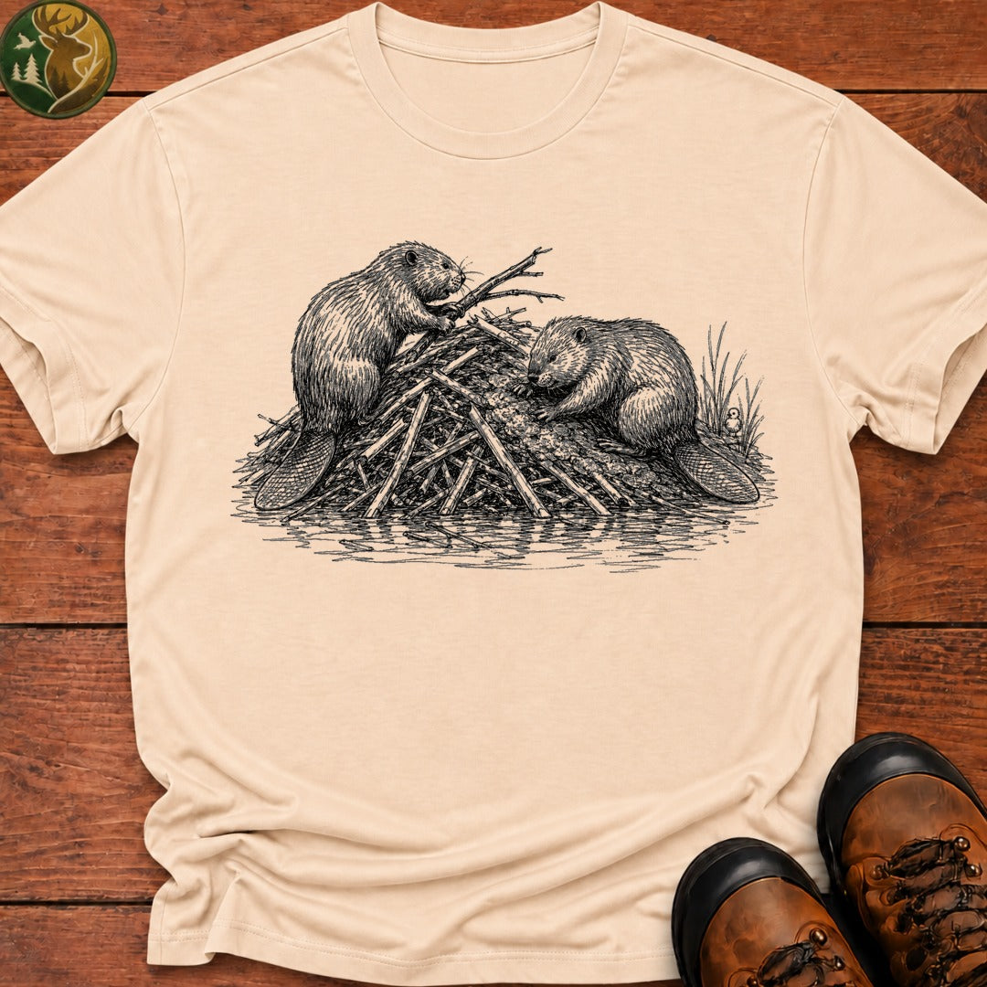 Beavers Building A Lodge T Shirt - Ivory