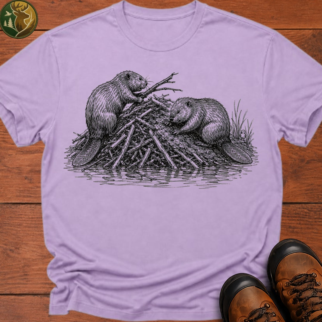 Beavers Building A Lodge T Shirt - Orchid