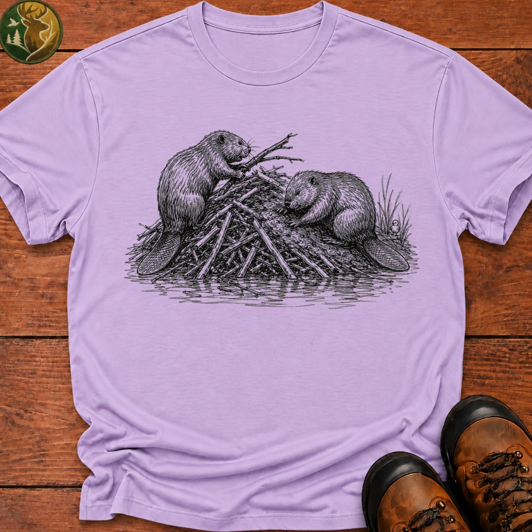 Beavers Building A Lodge T Shirt - Orchid