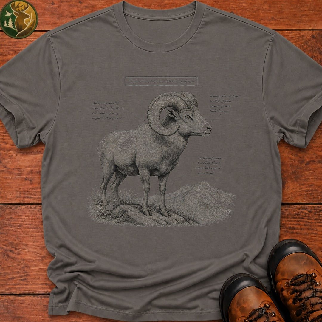 Bighorn Sheep Field Guide Sketch T-Shirt - Grey
