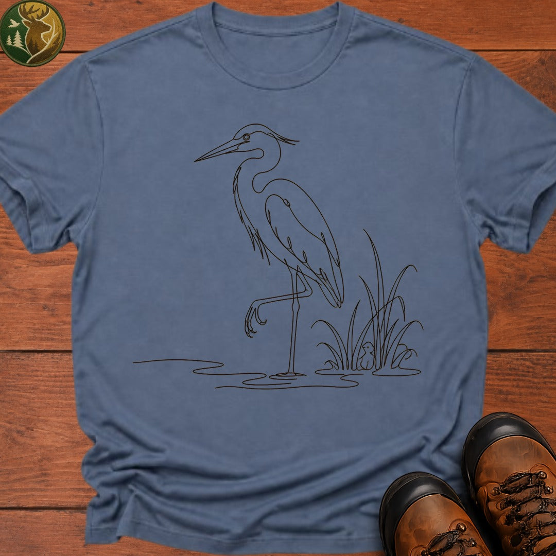 Blue Heron Doodle T Shirt - Blue Jean