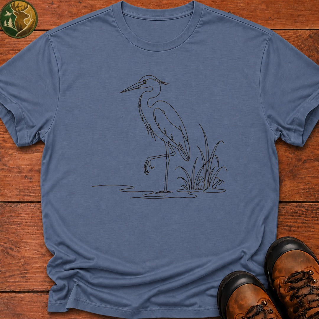 Blue Heron Doodle T Shirt - Blue Jean