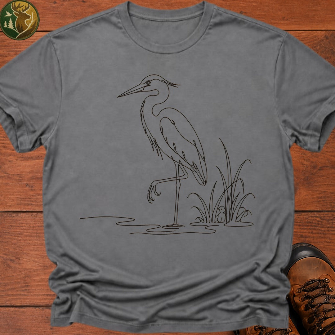 Blue Heron Doodle T Shirt - Grey
