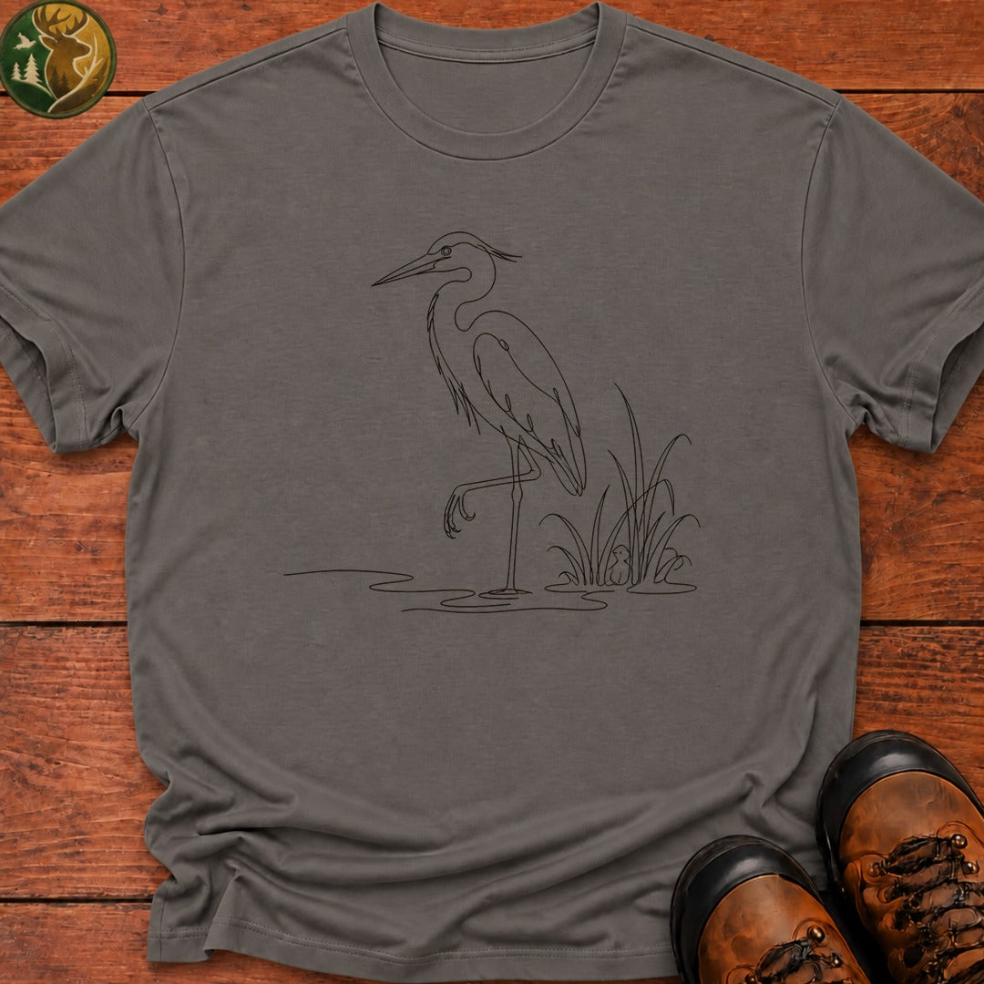 Blue Heron Doodle T Shirt - Grey