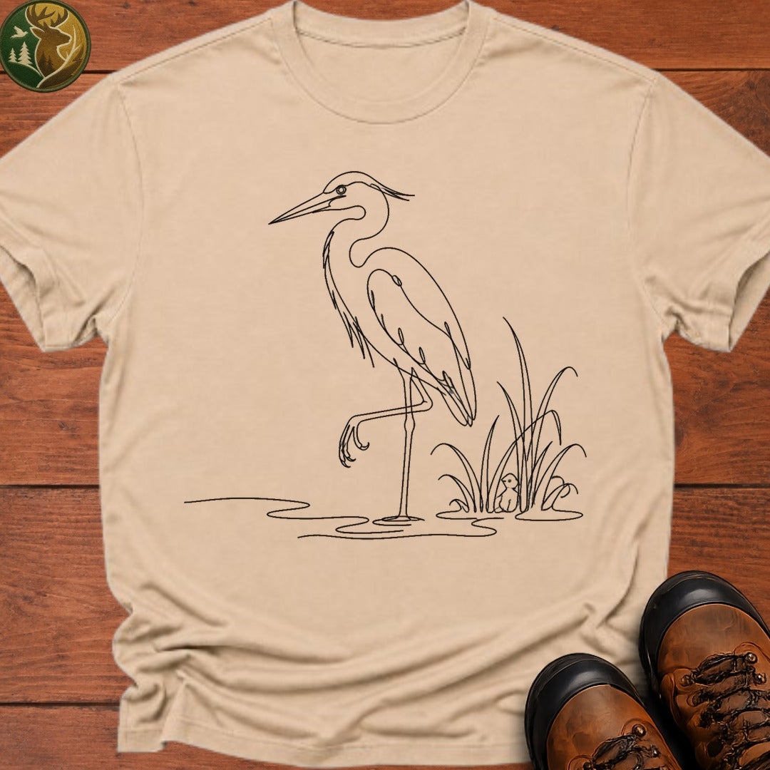 Blue Heron Doodle T Shirt - Ivory