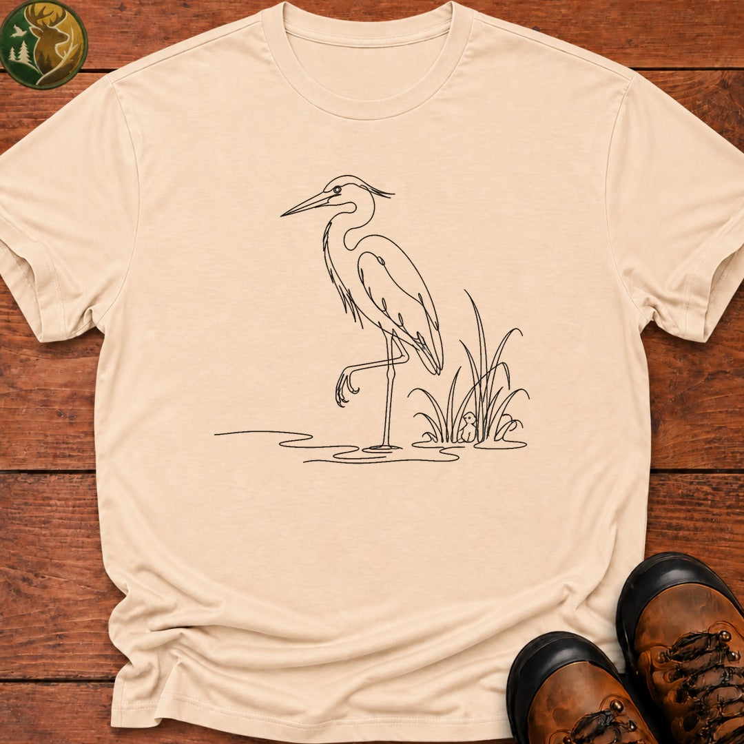Blue Heron Doodle T Shirt - Ivory