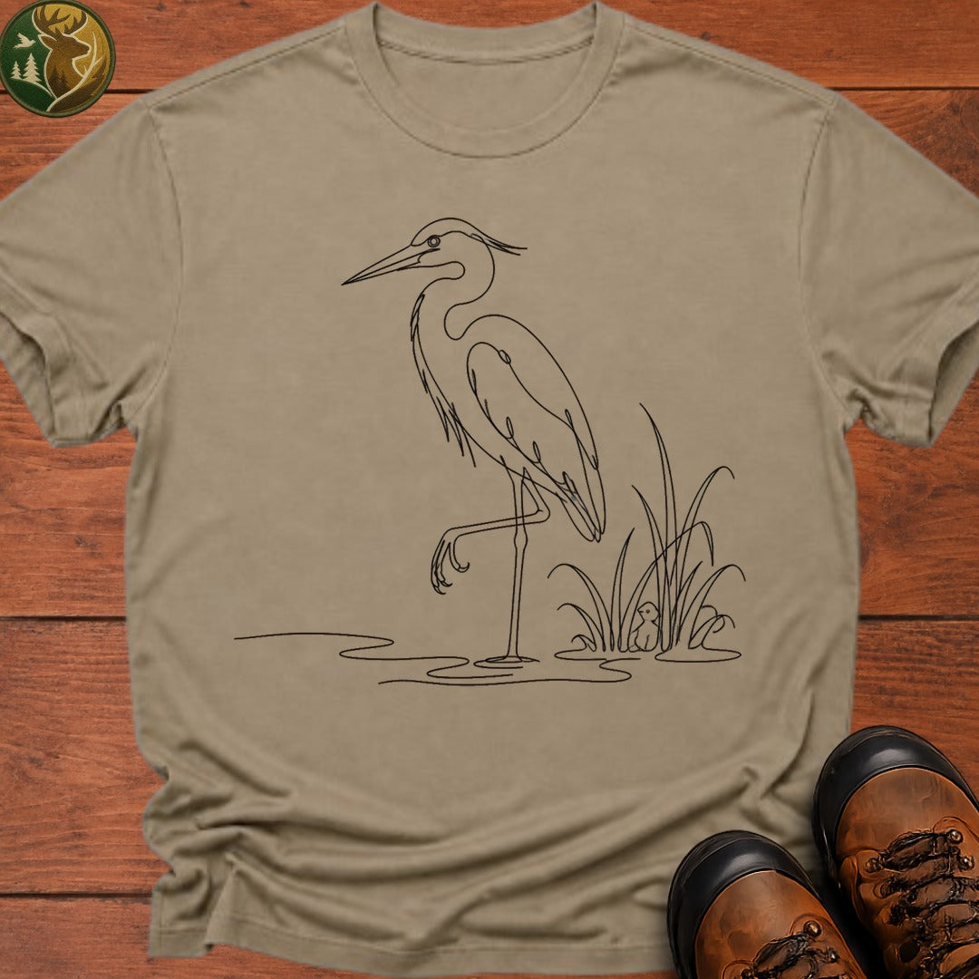 Blue Heron Doodle T Shirt - Khaki
