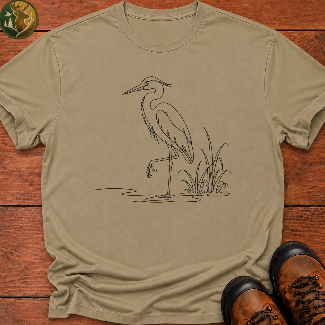 Blue Heron Doodle T Shirt - Khaki