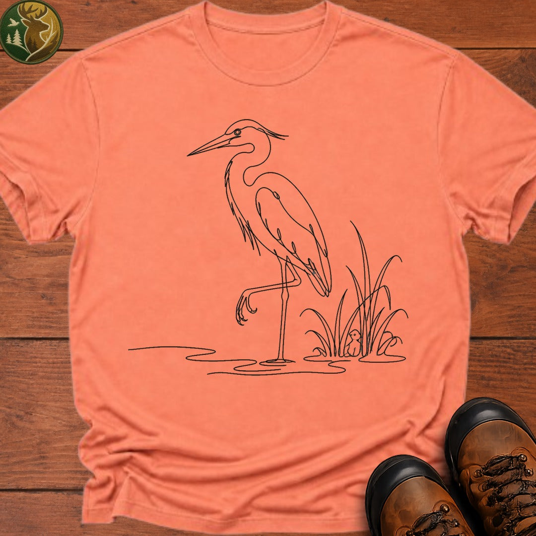 Blue Heron Doodle T Shirt - Melon