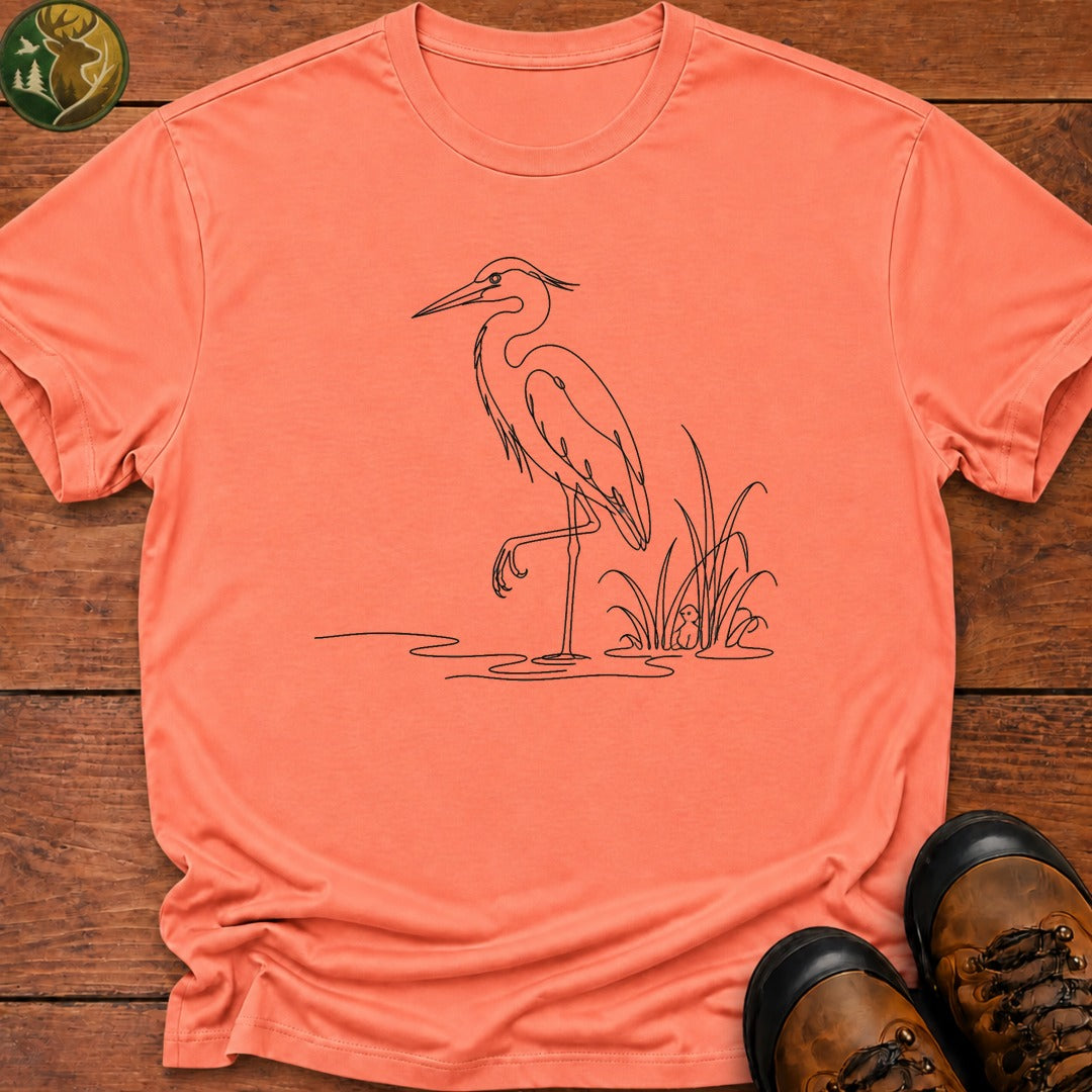 Blue Heron Doodle T Shirt - Melon