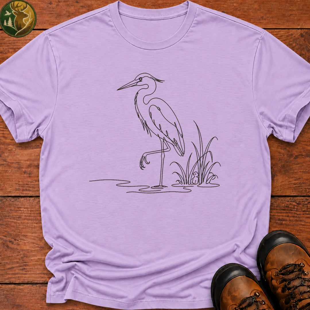Blue Heron Doodle T Shirt - Orchid