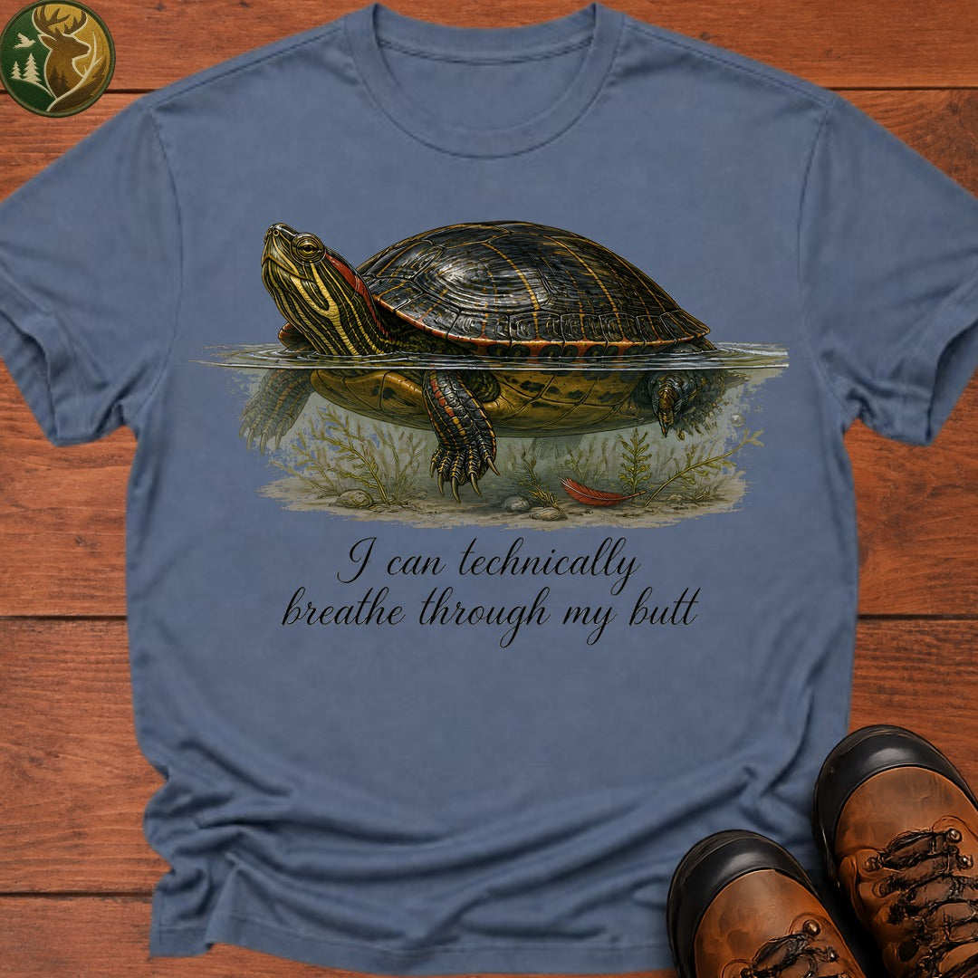 Breathe Through My Butt T Shirt - Blue Jean