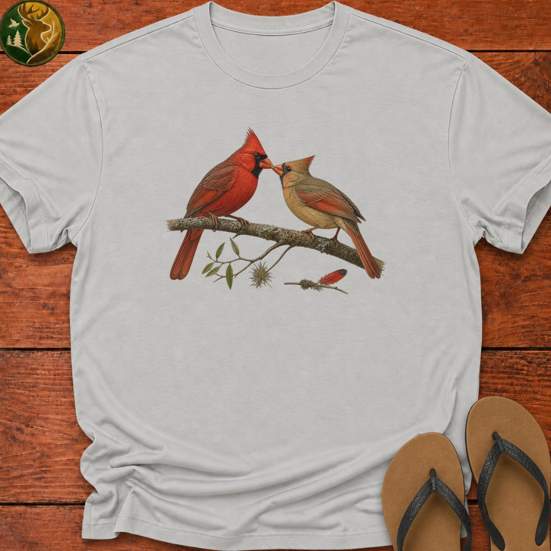 Cardinal Sharing A Grub Kids T-Shirt - Ash