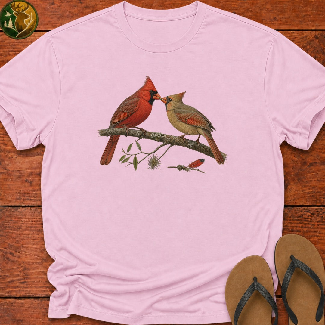 Cardinal Sharing A Grub Kids T-Shirt - Light Pink